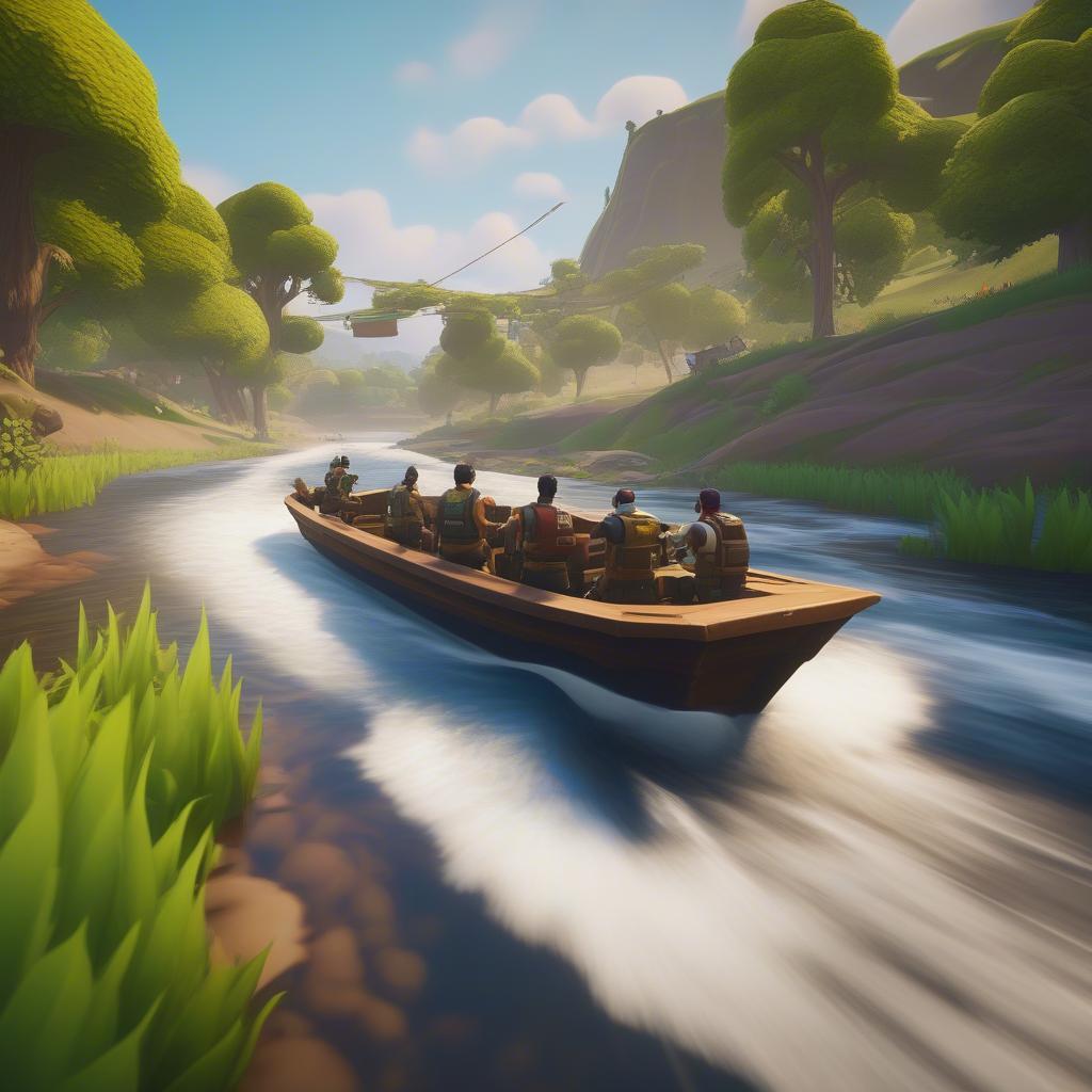 Fortnite Boat Navigating a River