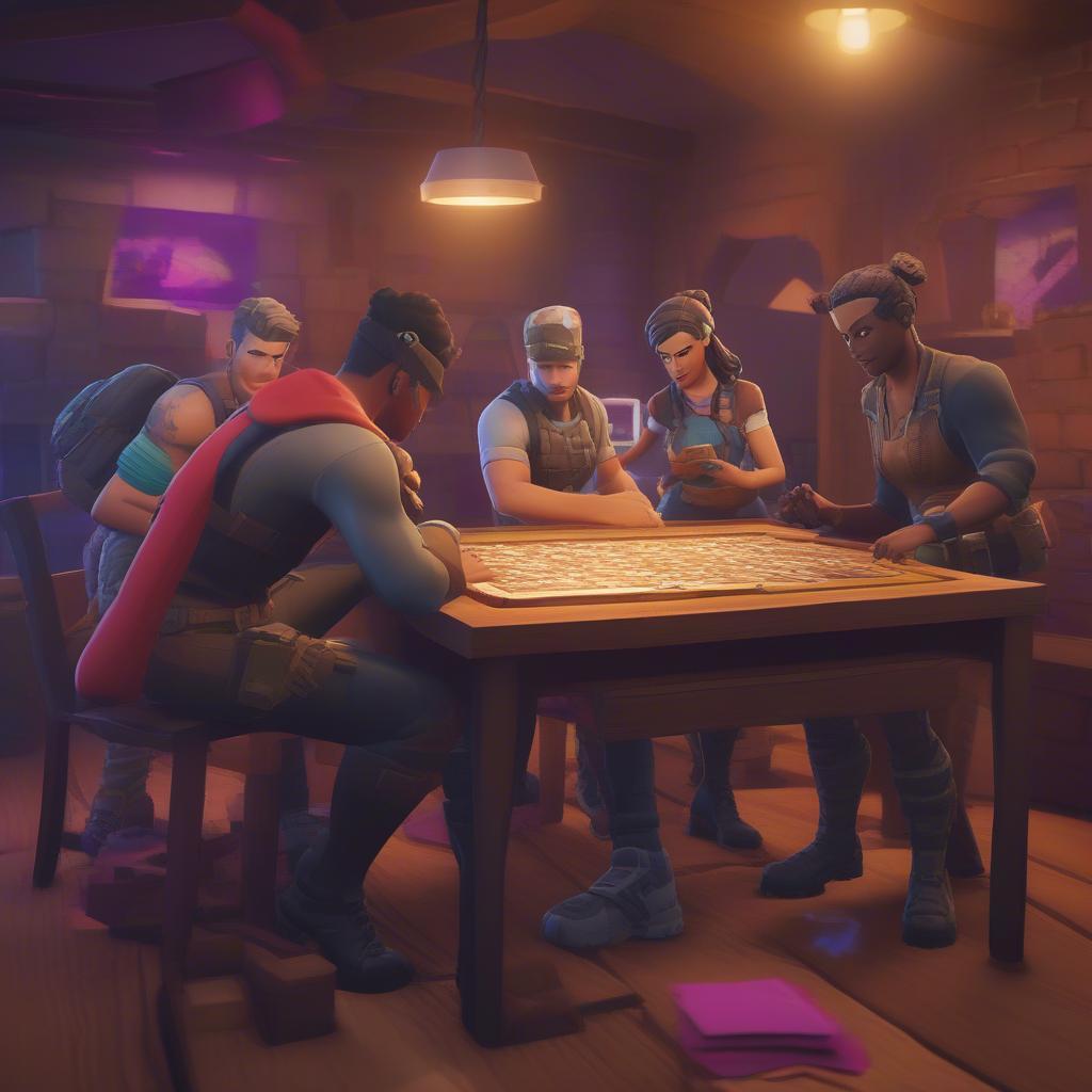 Players Solving Puzzles in Fortnite Escape Room