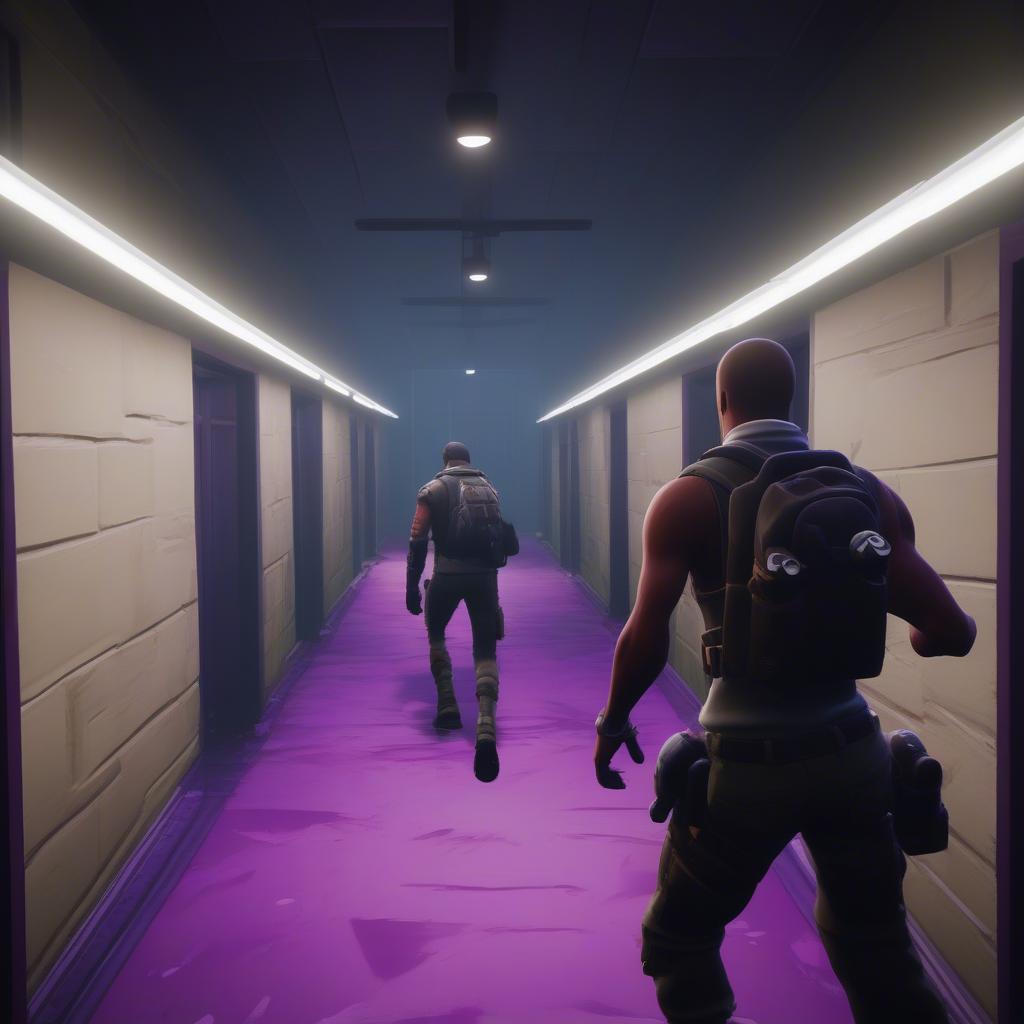 Navigating a Dark Corridor in Fortnite Horror Mode