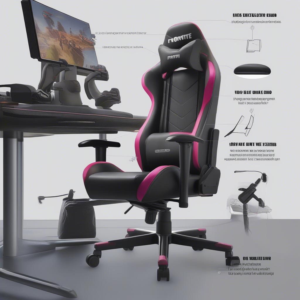 Adjusting various parts of a Fortnite game chair to fit body type