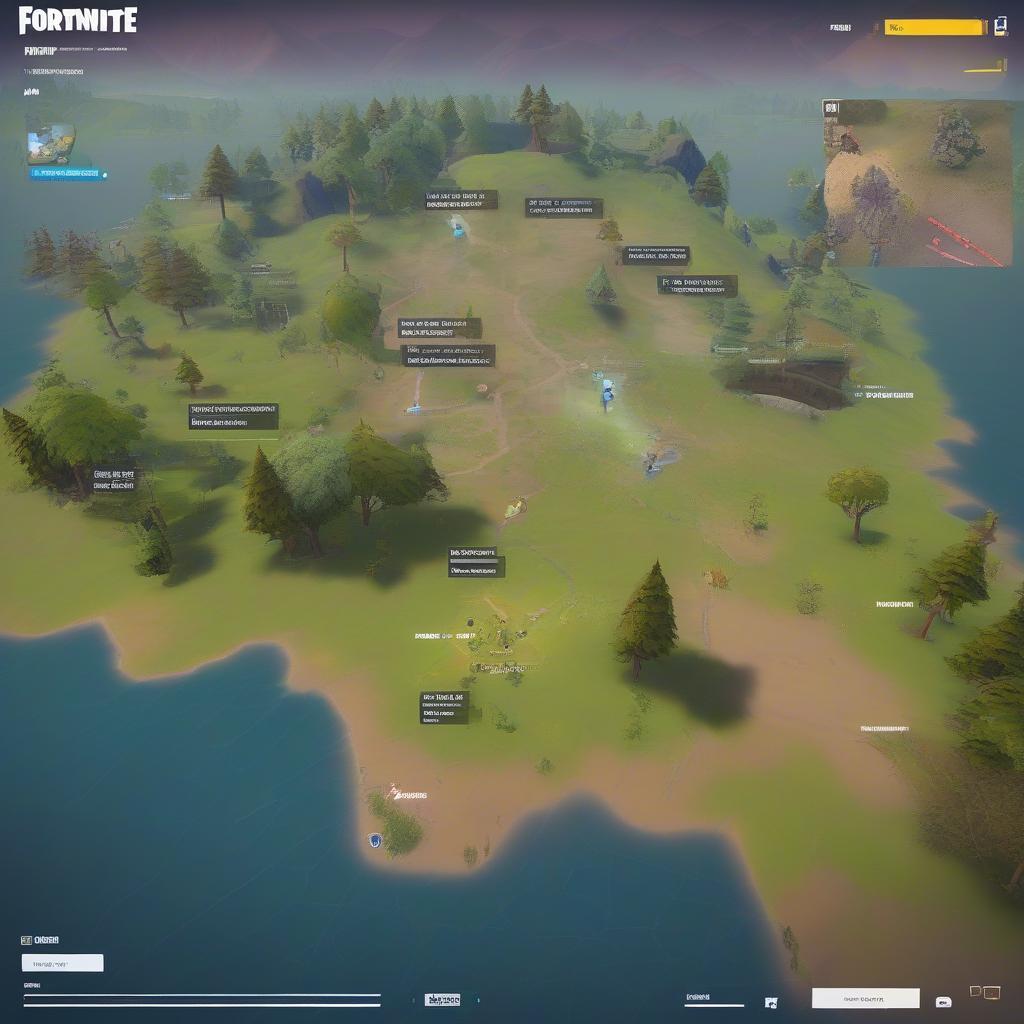 fortnite in game map with communication callouts
