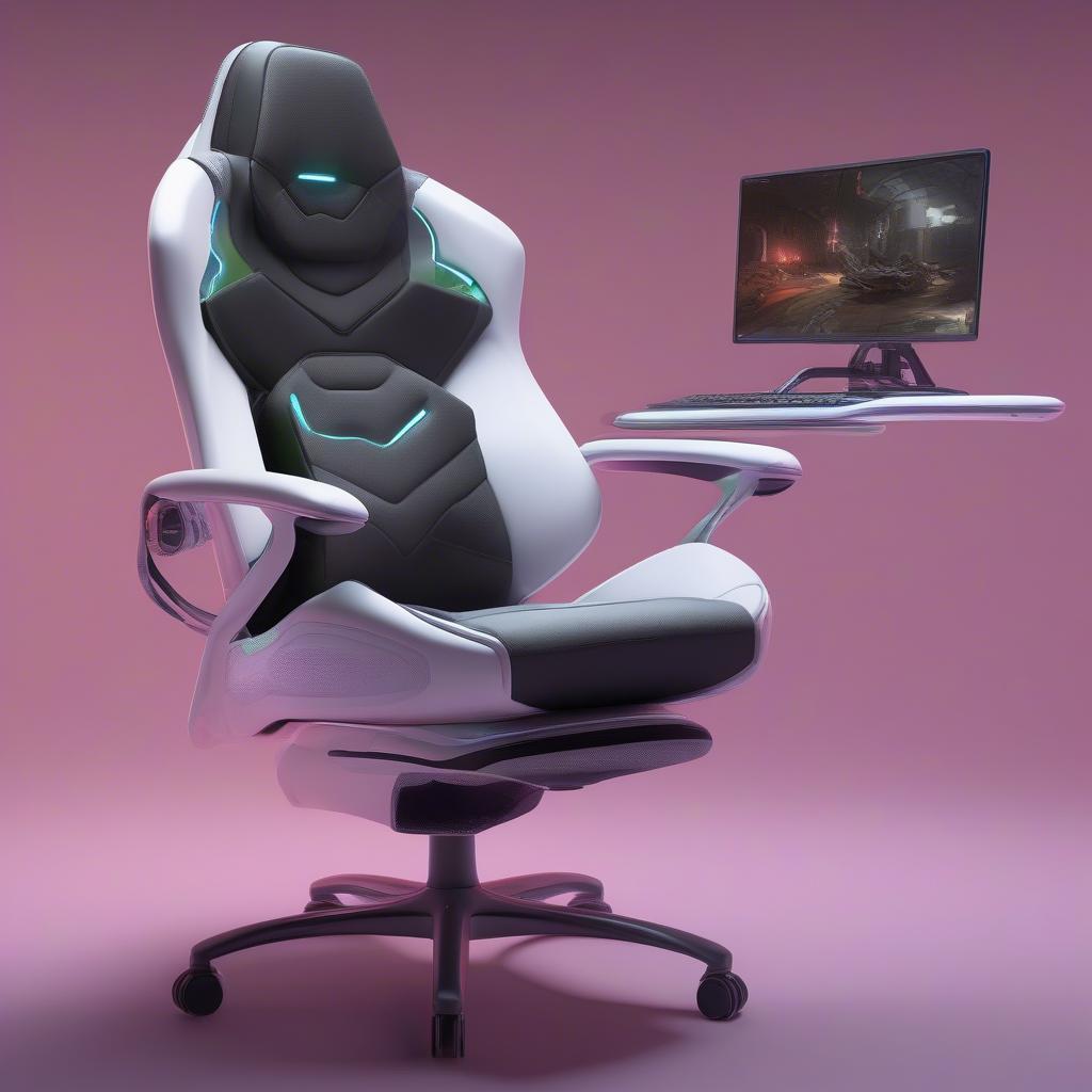 A futuristic Fortnite gaming chair with advanced features and ergonomic design