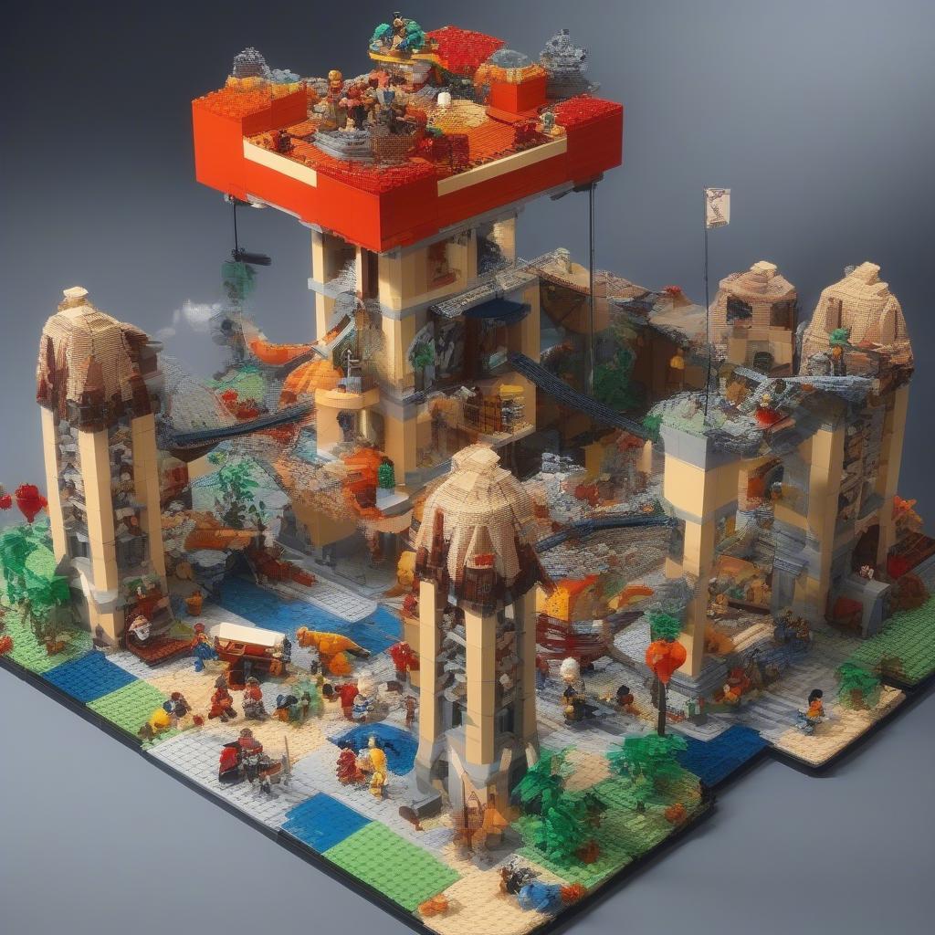 Lego Fortnite collaborative base building with friends