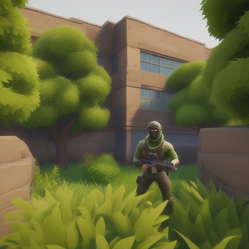 Fortnite Player Hiding in Bushes for Camouflage in Hiding Spots Mode